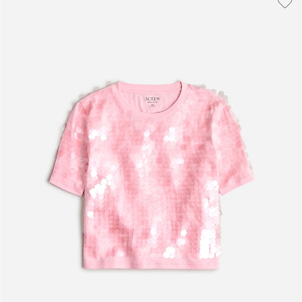 J Crew Sequin Tee Pink XS NWOT